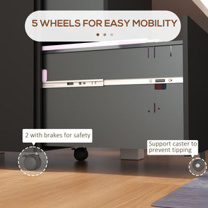 Vertical Steel Filing Cabinet on Wheels, 2-Drawer Lockable File Cabinet with Adjustable Hanging Bar for A4 – view 6
