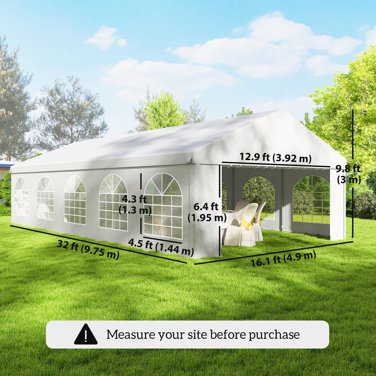 16'x32' Heavy Duty Large Party Tent & Carport with Removable Sidewalls, Portable Garage Canopy Tent, White – view 2