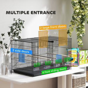 18" H Bird Cage, Large Parakeet Cage for Budgie, Lovebird, Canary, Finches with Divider, Black – view 5