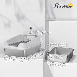 Cat Litter Box Stainless Steel with Metal Litter Scoop, Never Absorbs Odors, Anti Leakage, 17" x 13" x 10" – view 9