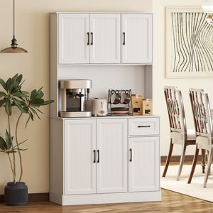 71" Pantry Cabinet with Charging Station, Kitchen Storage Cabinet with Microwave Stand, Adjustable Shelves – view 14