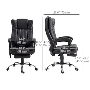 Office Chair 6-point Vibration Massage Chair Micro Fiber Recliner with Retractable Footrest Black – view 2