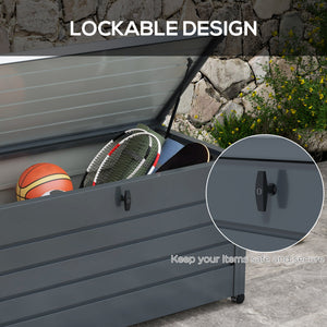 78 Gallon Garden Storage Box, Waterproof Outdoor Storage Container with Wheels and Handles, Dark Grey – view 13