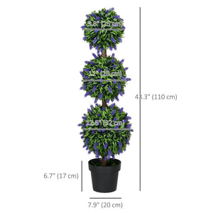 2.3ft Set of 2 Artificial Plants, Lavender Flowers Ball Trees with Pot, for Home Indoor Outdoor Decor