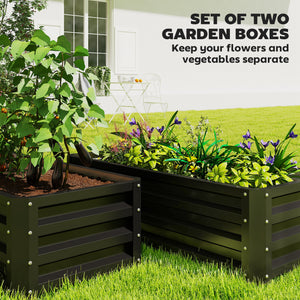 Galvanized Raised Garden Beds, Outdoor Planter Box, Set of 2, for Flowers, Herbs and Vegetables, Black – view 3