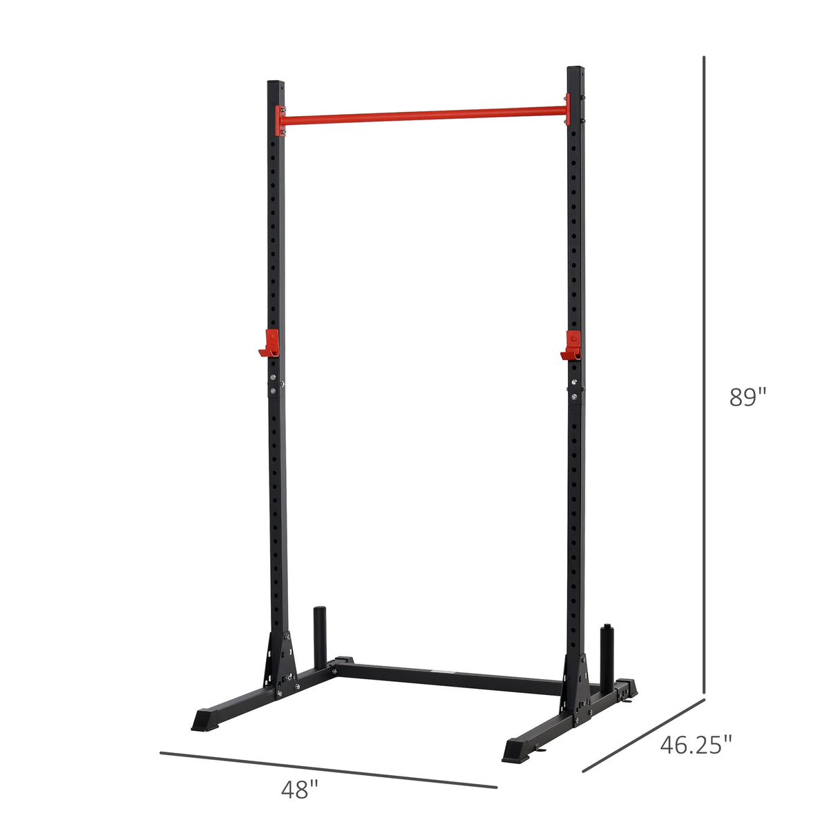 Soozier Adjustable Barbell Power Rack Squat Stand Strength Training Fitness Pull Up Weight Cage Home Gym Black