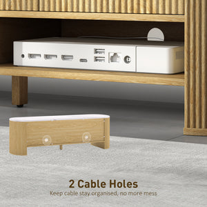 TV Stand, Modern TV Table with Marble-Effect Top, 3 Drawers and 2 Open Shelves for 32-65 Inch Television, Natural