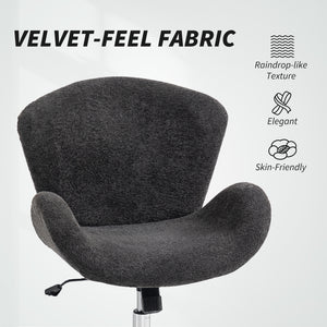 Swivel Office Chair, Velvet Desk Chair with Wide Bucket Seat, Butterfly Back, Tilt Function and Round Base – view 4