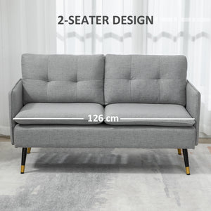 55" Loveseat Sofa, Linen Love Seat w/ S spring, Steel Legs and Button Tufting, Small Couch for Living Room – view 26