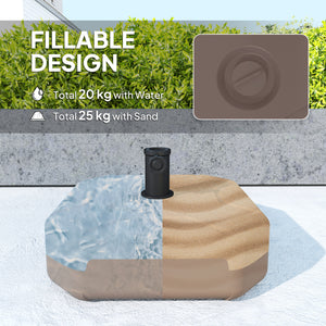 Square Patio Umbrella Base Holder, Outdoor Umbrella Stand, 17.7" L x 17.7" W x 9.8" H Brown