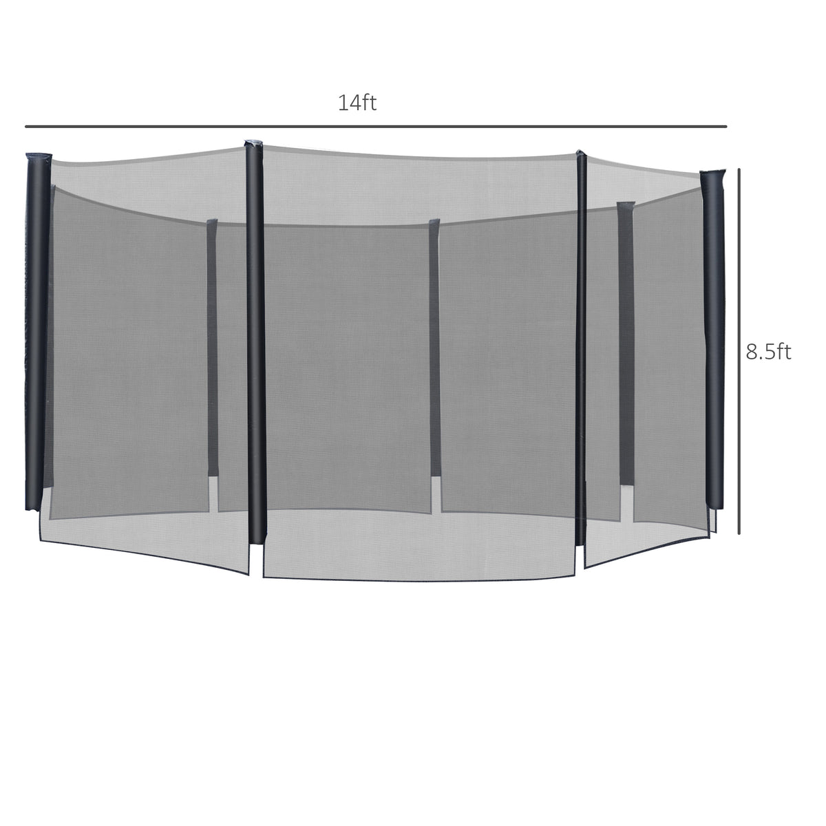 Soozier 12FT Trampoline Net Enclosure Trampolining Bounce Safety Accessories w/ 8 Poles Net Enclosure Only, Black