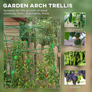 Arched Garden Trellis w/ Climbing Net Metal Cucumber Plant Trellis A-Frame for Climbing Plants 57" x 66" x – view 4