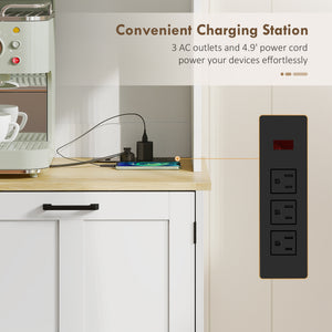 Kitchen Pantry Cabinet with Charging Station, 7 Gallon Trash Can Cabinet – view 10
