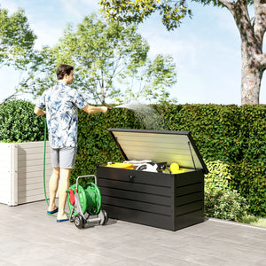 Large Deck Box, Outdoor Storage Container with Lock for Pool Toys, Garden Tools, Furniture and Sports Equipment, Grey