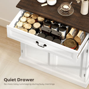 Buffet Cabinet, 32" Farmhouse Sideboard with Thick Top, Quiet Drawer and Adjustable Shelf, White Wood Grain – view 6