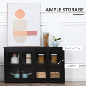 Modern Kitchen Sideboard, Stackable Storage Cabinet, Sliding Glass Door Console – view 3