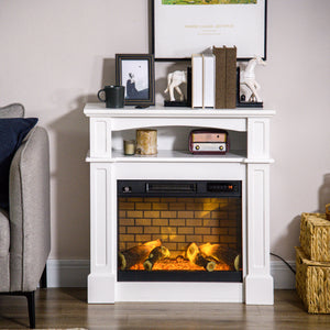Electric Fireplace with Mantel, Freestanding Heater Corner Firebox with Remote Control, 700W/1400W, Brown – view 14