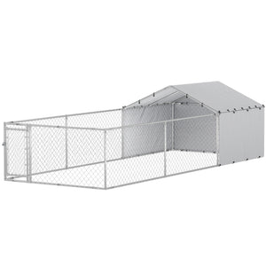 Galvanized Steel Dog Kennel Outdoor with Waterproof & UV-Resistant Cover for Large Dogs, 13.1' x 7.5' x 7.5' – view 8