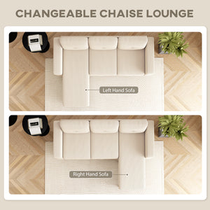 Sectional Sofa with Changeable Chaise Lounge, 3 Seat L-Shaped Small Space Sofa – view 10