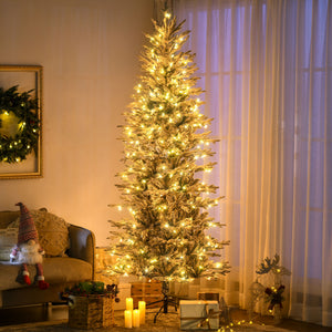 6' Pre Lit Arctic Fir Artificial Flocked Christmas Trees, with Snow Branches, Warm White UL Listed Clear Lights