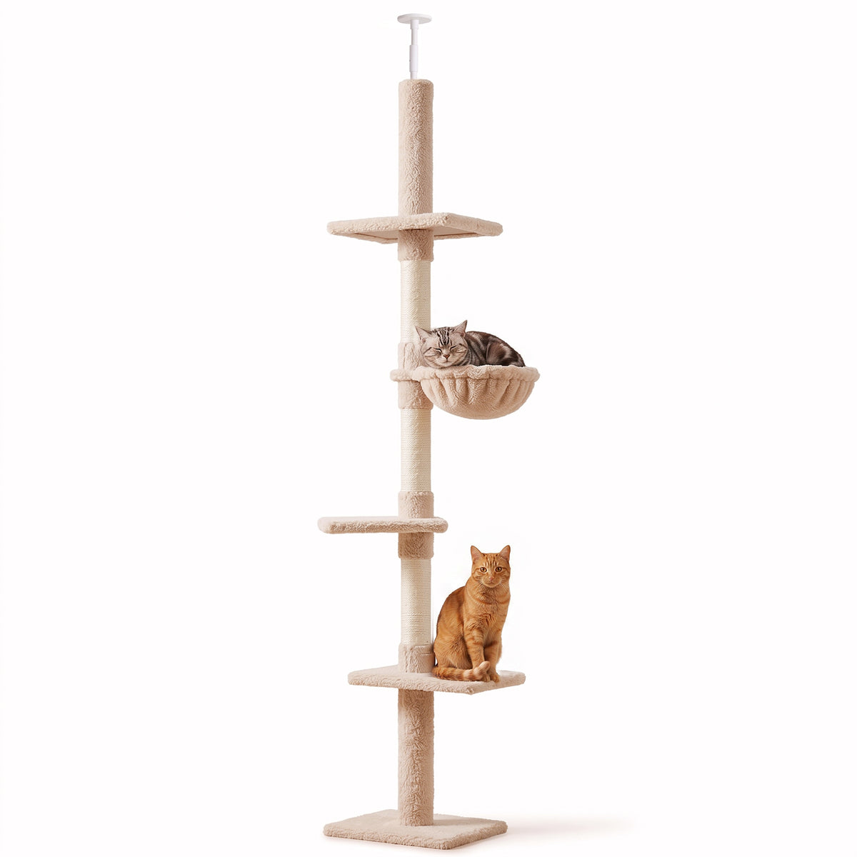 8.5ft Cat Climbing Tree 5-Tier Kitty Activity Center with Scratching Post Brown and White