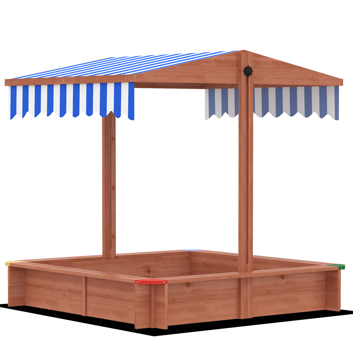 Kids Wooden Sandbox with Cover, Play Sand Station for Children Outdoor Sand box, with Seats, for Backyard – view 2
