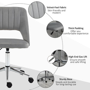 Mid Back Office Chair Velvet Fabric Swivel Scallop Shape Computer Desk Chair, Green – view 48