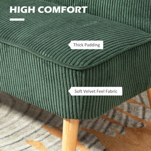 Modern 2 Seater Sofa, Upholstered Two Seater Couch with Rubber Wood Legs, Cream White – view 10