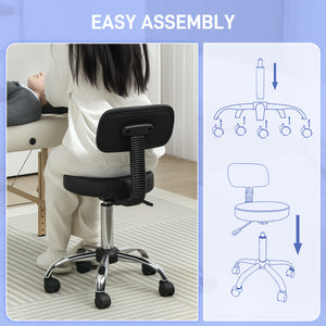 Adjustable Rolling Stool with Removable Backrest, Faux Leather Swivel Stool Chair for Salon Spa, Bar – view 6