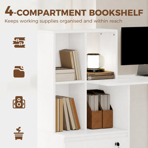 Computer Desk, Office Desk with Bookshelf, File Drawer and Legal Hanging File Holders, White Wood Grain