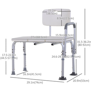 6-Level Adjustable Bath and Shower Transfer Bench Aluminum Chair with Non-Slip Feet – view 3