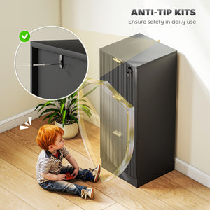 Lockable Filing Cabinet with 2 Fluted Drawers, File Cabinet with Adjustable Hanging Rails for A4 Letter – view 20