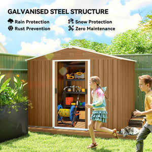 8' x 6' Outdoor Storage Shed, Metal Garden Tool Storage House with Lockable Sliding Doors and Vents for – view 10