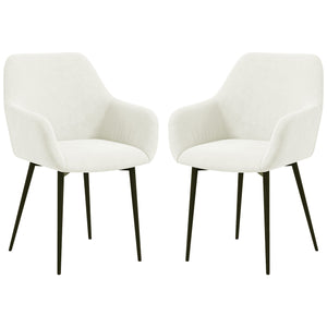 Dining Chairs Set of 2, Velvet-look Fabric Upholstered Kitchen Chairs with Backrest