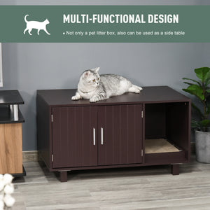 Cat Litter Box Enclosure, Hidden Litter Box Furniture, Cat House End Table Washroom with Scratching Pad – view 5