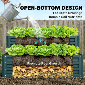 2 Tier Raised Garden Bed, 47" x 40" x 23" Galvanized Steel Planter Box for Vegetables, Flowers, and Herbs – view 12