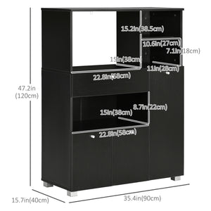 Compact Kitchen Pantry Cabinet Server Hutch Storage Buffet with Microwave Oven Stand Drawer and Shelves – view 9