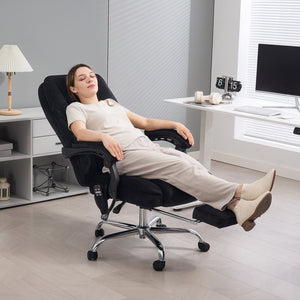 Massage Office Chair, Reclining Computer Chair with Adjustable Height and Footrest, Black
