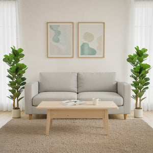 5FT Artificial Fiddle Leaf Fig Tree Set of 2, Fake Potted Tree with Solid Wood Trunks for Indoor Decor, Green