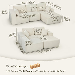 2-in-1 Modular Sectional Sofa, Boneless L Shaped Couch Sofa Bed, Dark Grey – view 9