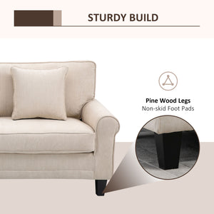 Modern 3 Seater Sofa, Corduroy Fabric 3 Seater Couch with Pine Wood Legs and Rolled Armrests for Living – view 4