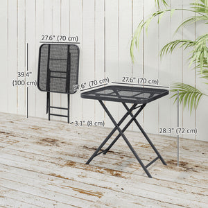27.5" Square Outdoor Patio Table, Outdoor Folding Table with Grid Rattan-Like Top for Camping, Picnic, Black – view 2