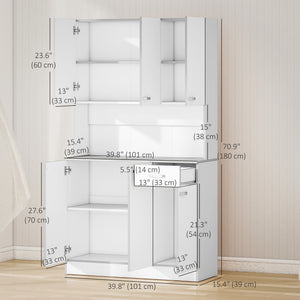 71" Modern Buffet with Hutch, Standing Kitchen Hutch with Storage Cabinets, Drawer – view 3
