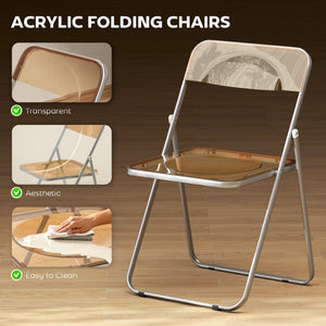 4 Pack Acrylic Foldable Chairs, Transparent Folding Chairs for Living Room, Home Office, Party, Clear – view 10
