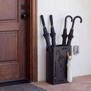 Rectangular Umbrella Holder Rack with Removable Drip Tray-Black view 3