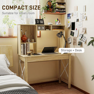 Computer Desk with Hutch, Home Office Table with Storage Shelves and Open Compartments for Writing, Work – view 11