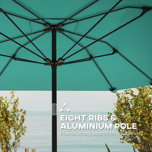 7.6FT Aluminum Patio Umbrella Parasol 8 Ribs Outdoor Market Umbrella with Crank, Push Button Tilt for Deck – view 6