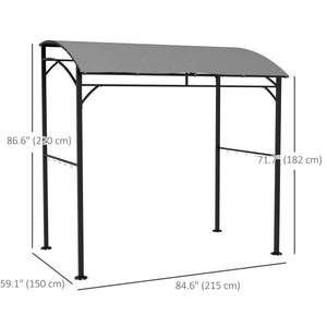 7' x 5' BBQ Grill Gazebo Tent, Garden Grill Canopy with Steel Frame and Hooks, Outdoor Sun Shade, Grey – view 51