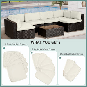 Outdoor 14pc Patio Rattan Sofa Set Cushion Polyester Cover Replacement Set - No Cushion Included Beige – view 21