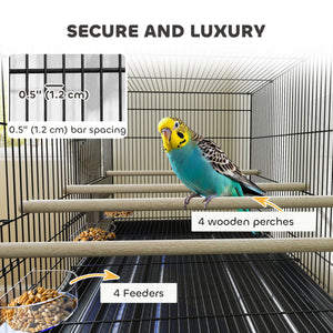 18" H Bird Cage, Large Parakeet Cage for Budgie, Lovebird, Canary, Finches with Divider, Black – view 11